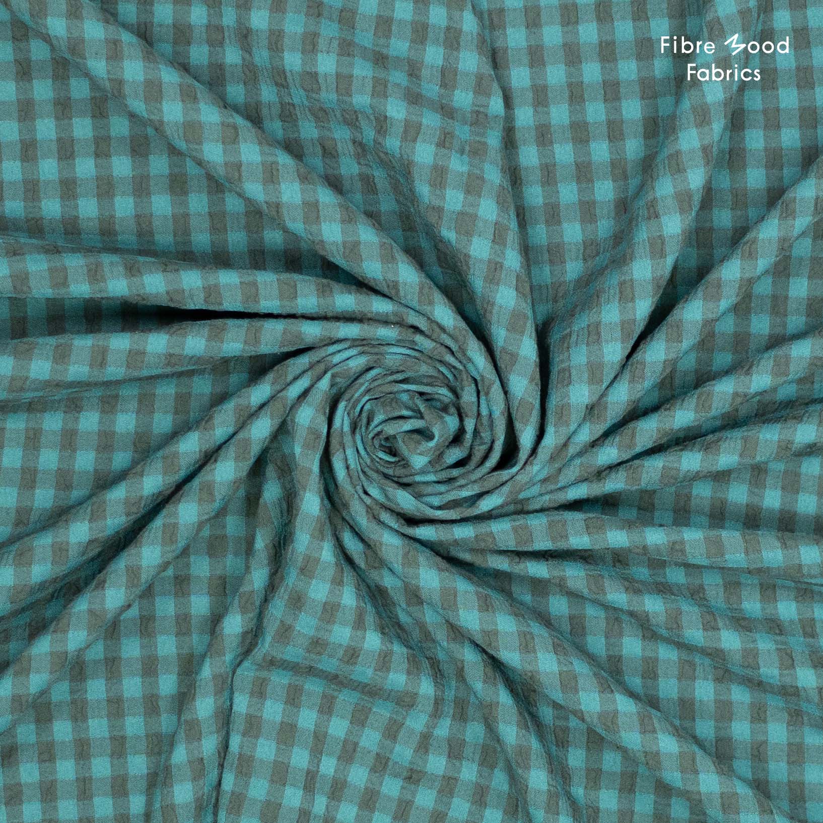 Fibre Mood WOVEN SEERSUCKER CHECK Petrol - Afbeelding 5