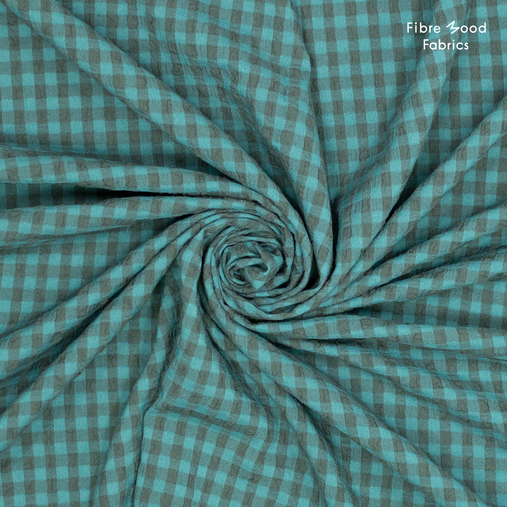 Fibre Mood WOVEN SEERSUCKER CHECK Petrol - Afbeelding 3