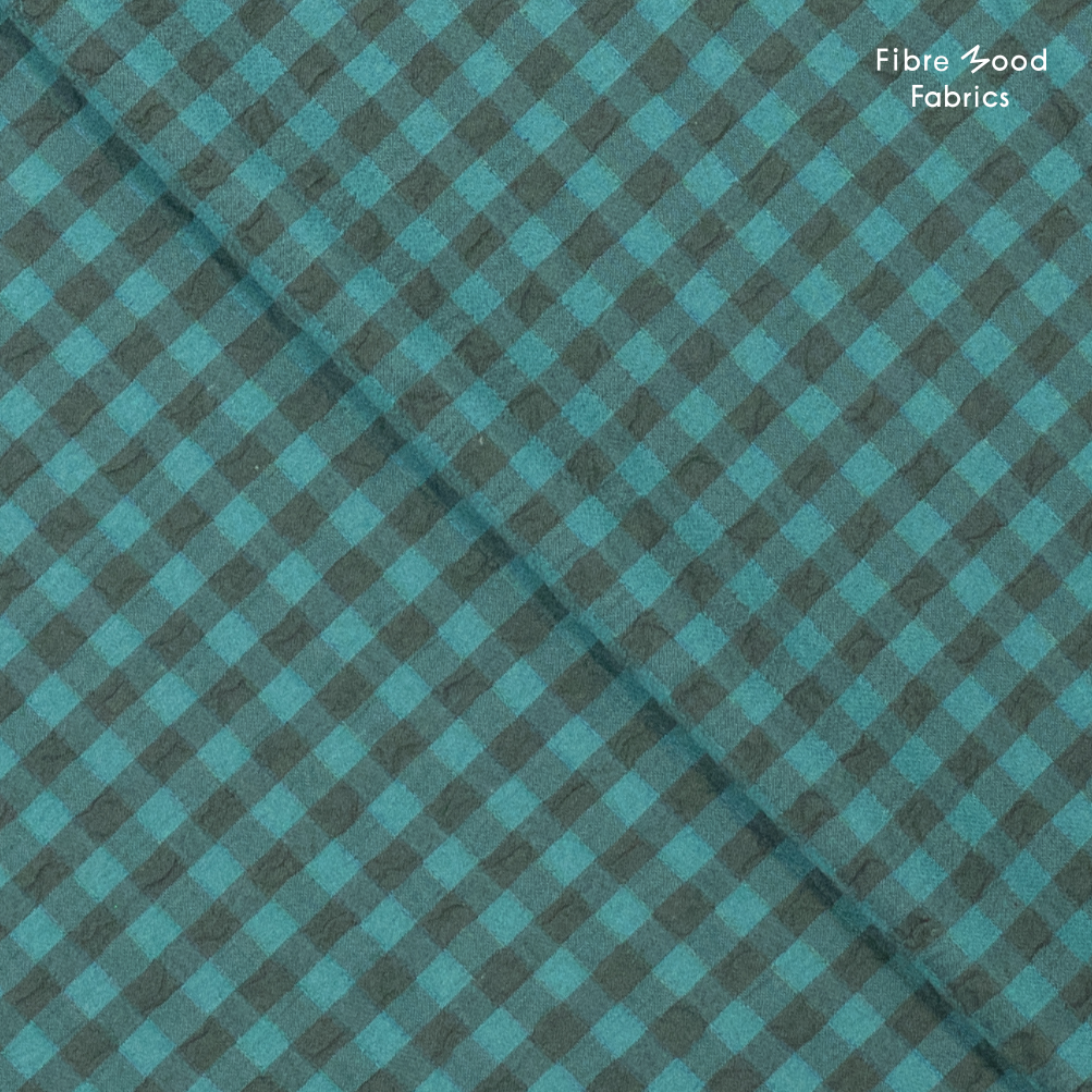 Fibre Mood WOVEN SEERSUCKER CHECK Petrol