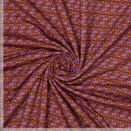 Polytex Katoen Jersey Tricot Moos Retro Bal Oranje Paars