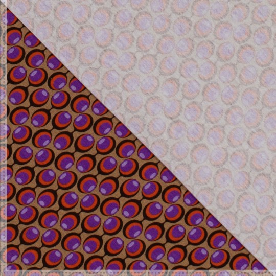 Polytex Katoen Jersey Tricot Moos Retro Bal Oranje Paars - Afbeelding 3