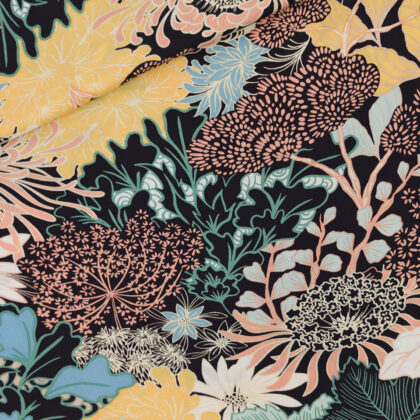 See You At Six - Sea Garden - Ecovero Viscose Rayon Satin - Zwart